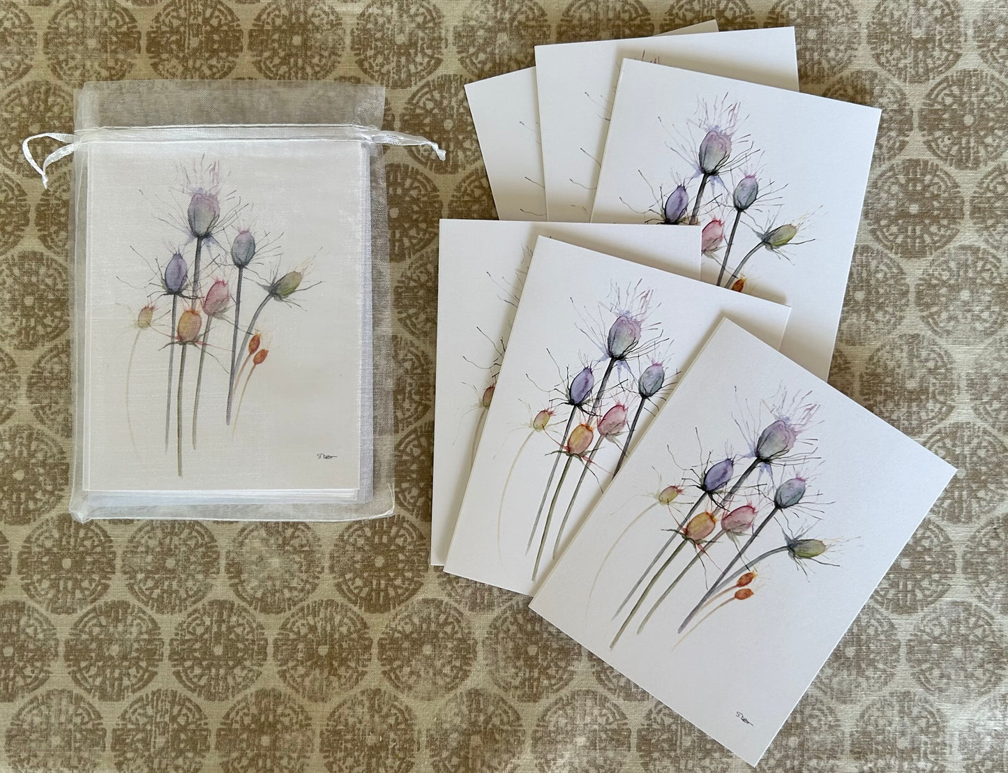 Abstract Thistle Notecards Set