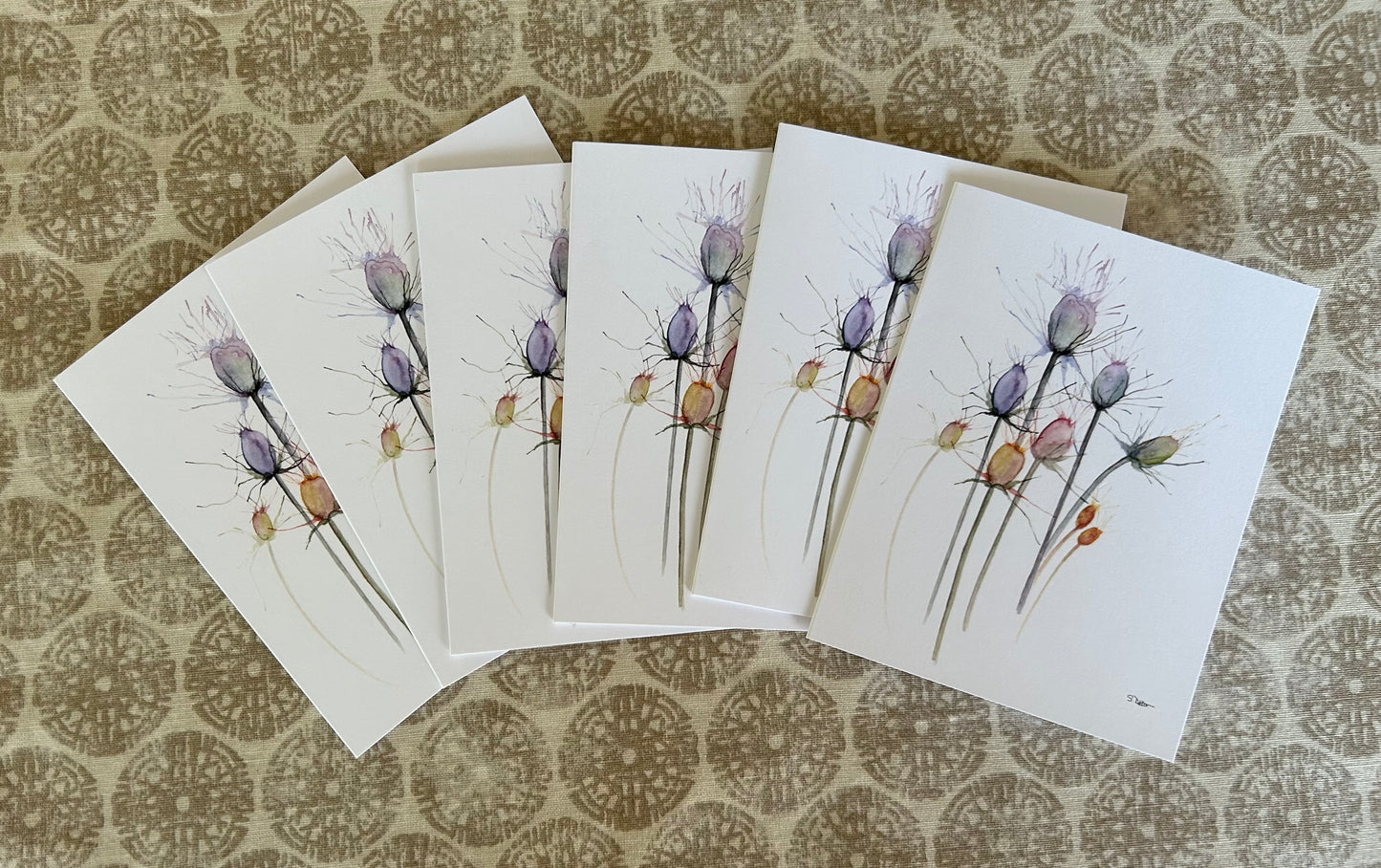 Abstract Thistle Notecards Set