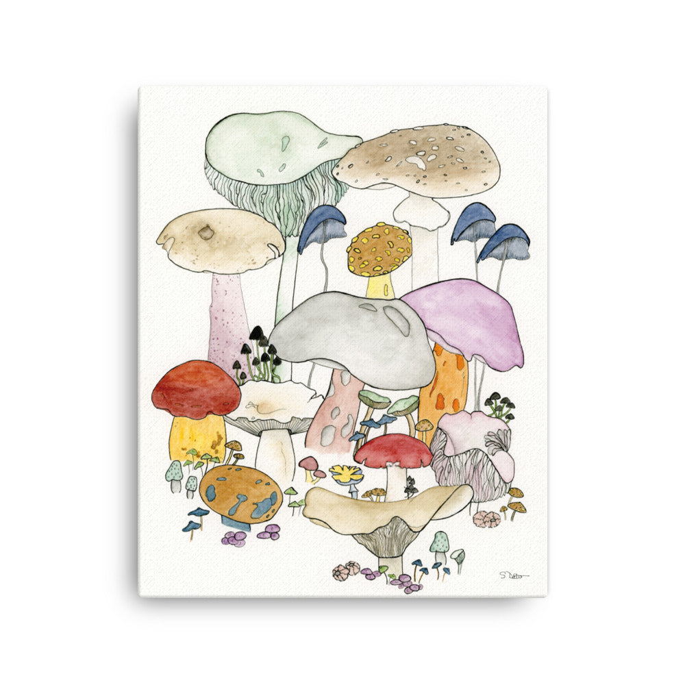 Whimsical Mushrooms Canvas Print