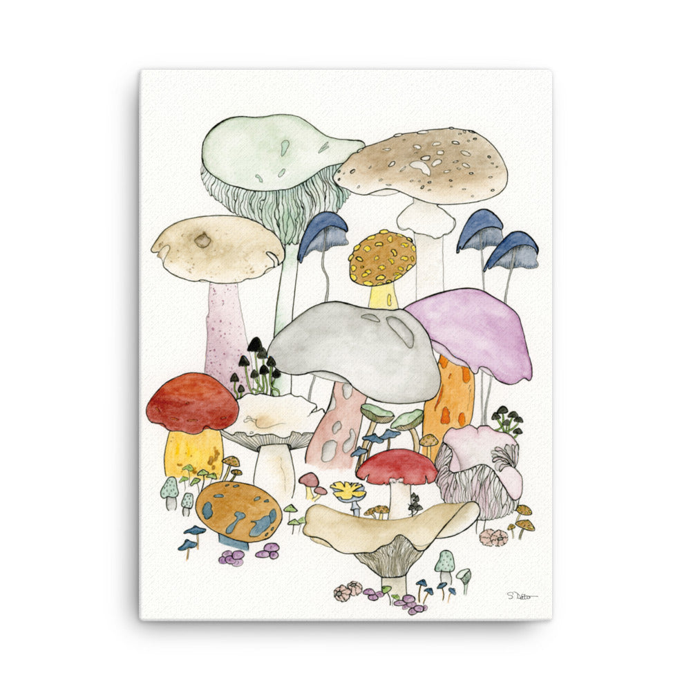 Whimsical Mushrooms Canvas Print