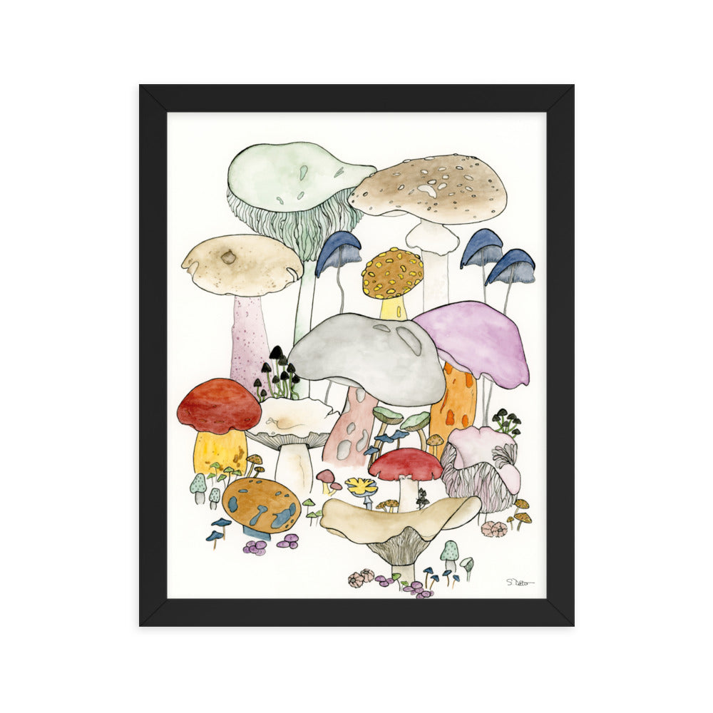 Whimsical Mushrooms Framed Print