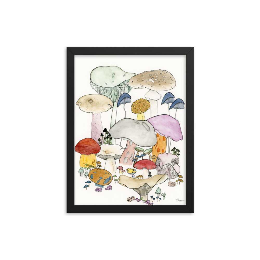 Whimsical Mushrooms Framed Print