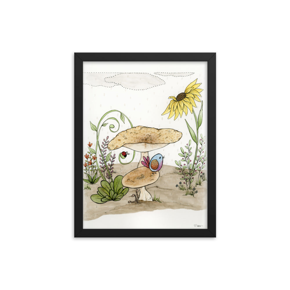 Bird Under a Mushroom Framed Print