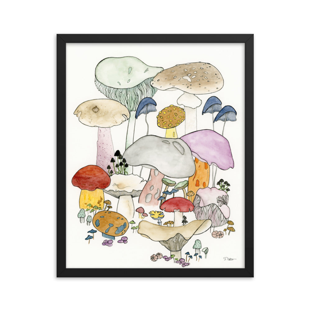 Whimsical Mushrooms Framed Print