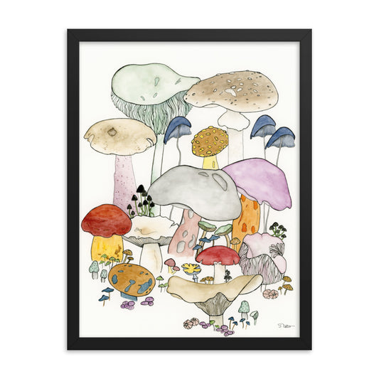 Whimsical Mushrooms Framed Print