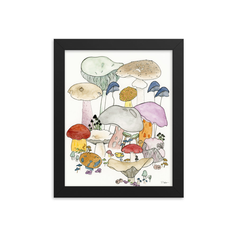 Whimsical Mushrooms Framed Print