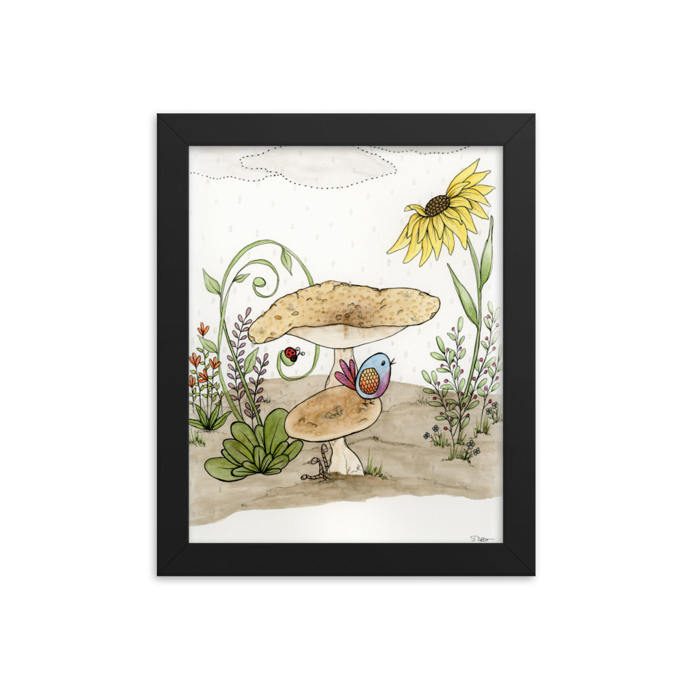 Bird Under a Mushroom Framed Print