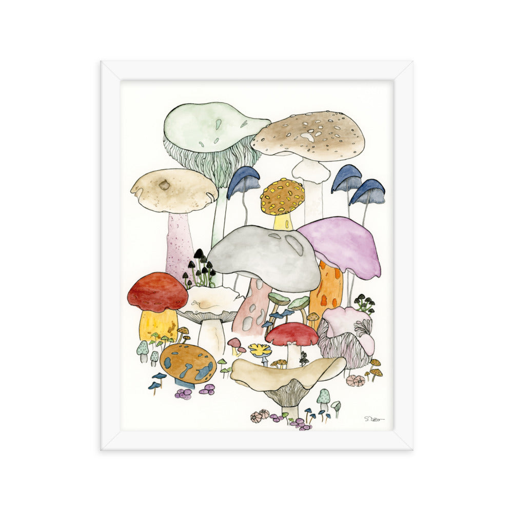 Whimsical Mushrooms Framed Print