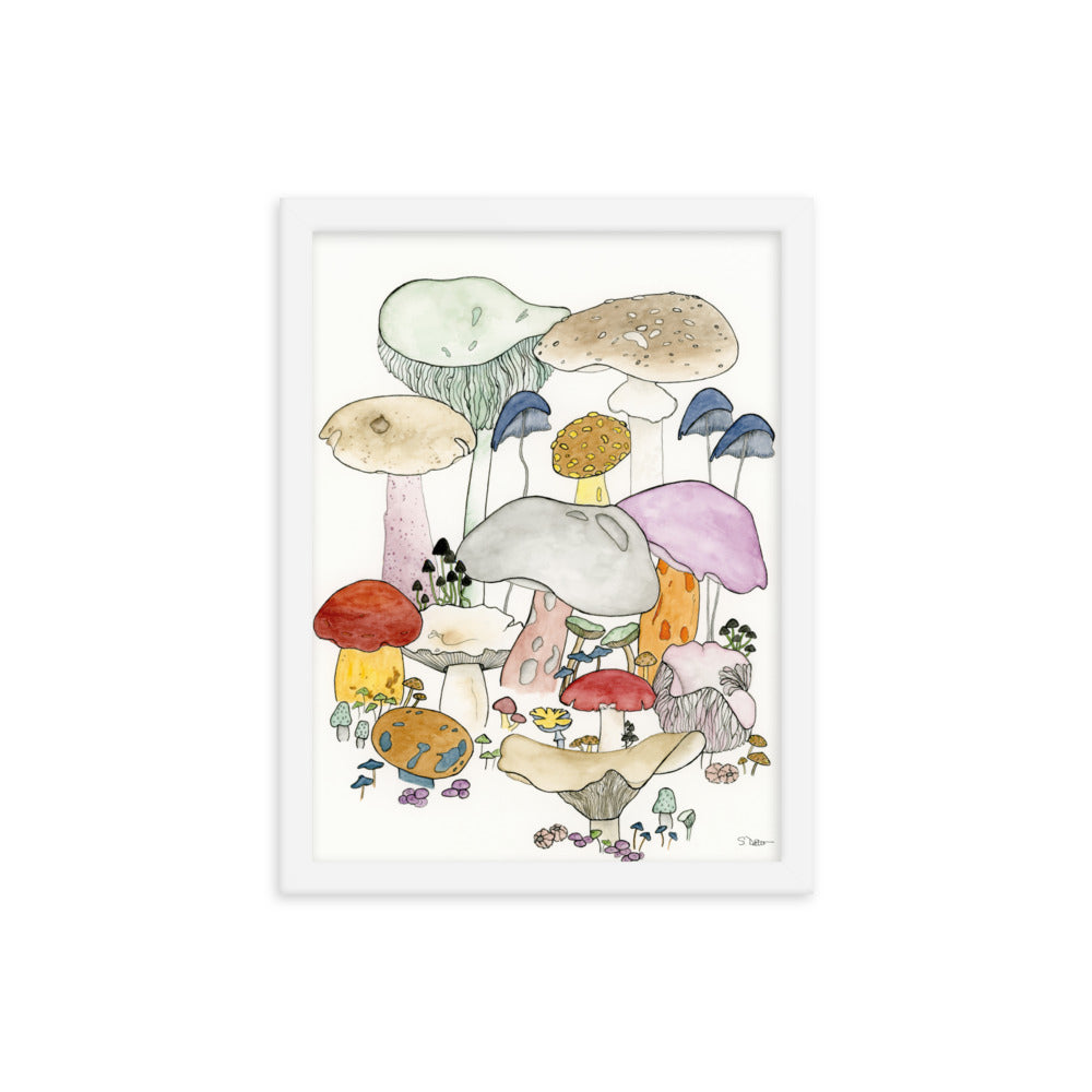 Whimsical Mushrooms Framed Print