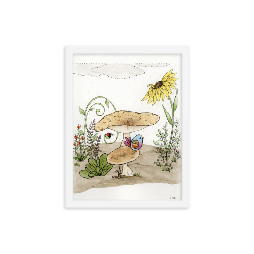 Bird Under a Mushroom Framed Print