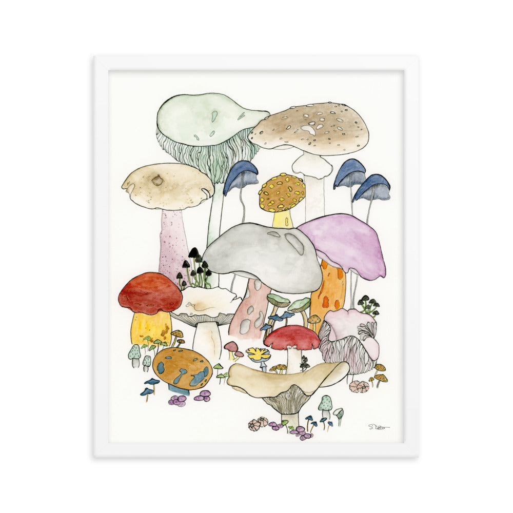 Whimsical Mushrooms Framed Print