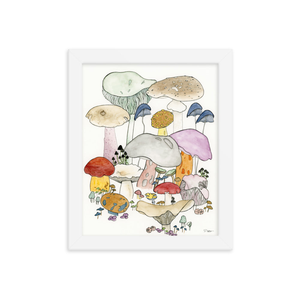 Whimsical Mushrooms Framed Print