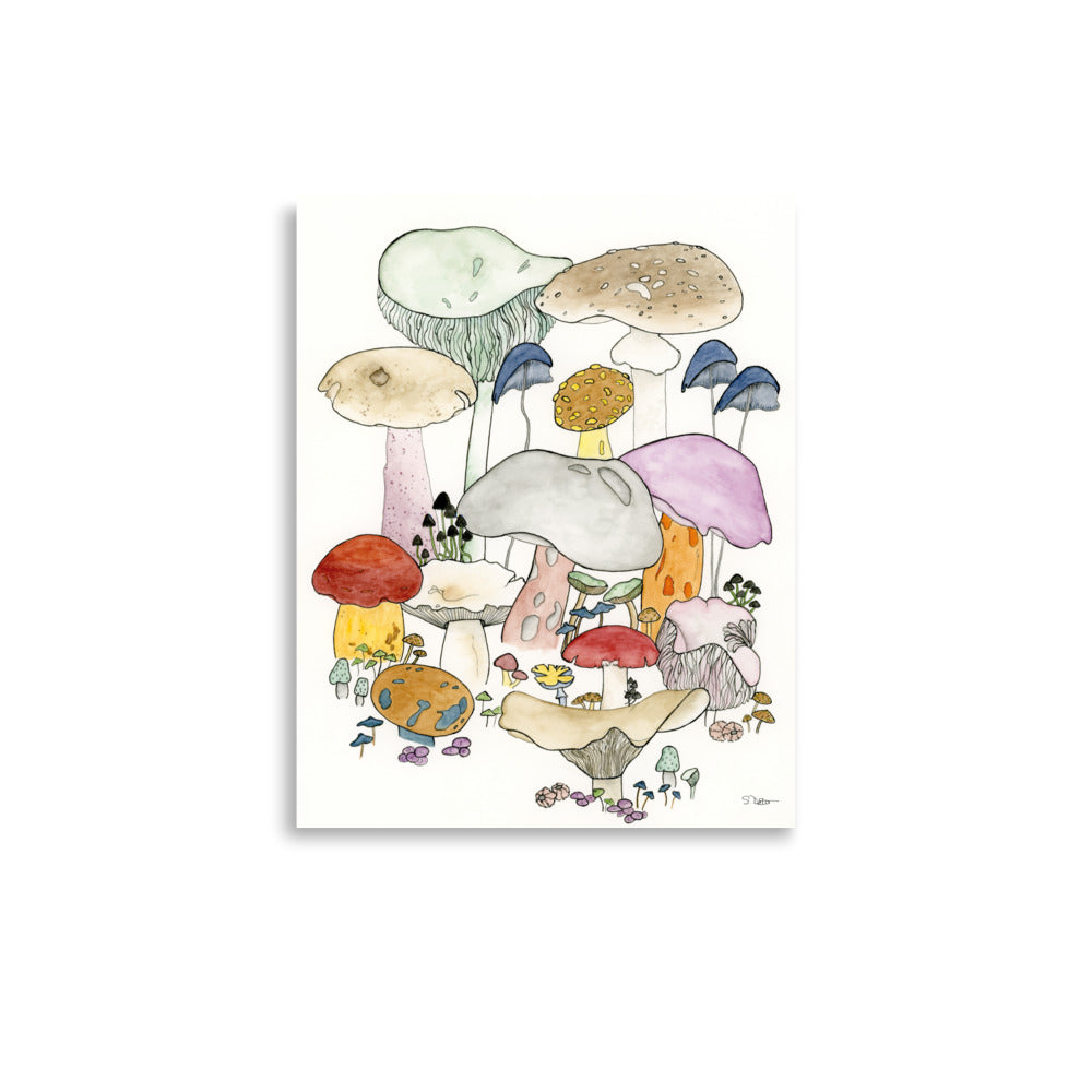 Whimsical Mushrooms Premium Print