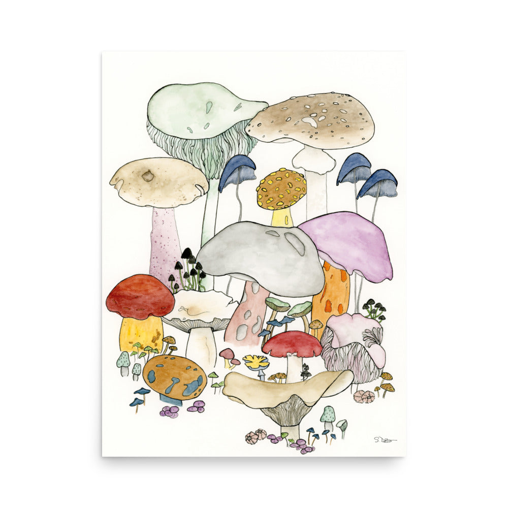 Whimsical Mushrooms Premium Print